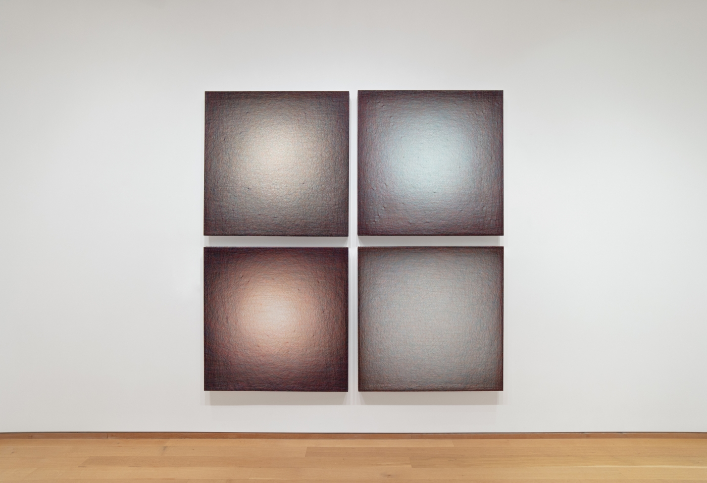 grid of four thread paintings