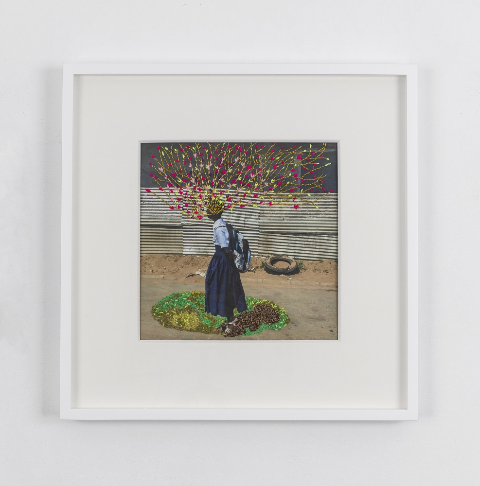 Joana Choumali
Untitled (&amp;Ccedil;a Va Aller), 2019
mixed media
9 1/2 x 9 1/2 inches (24 x 24 cm)
16 1/4 x 16 1/4 inches (41,3 x 41,3 cm) frame
SW 21124