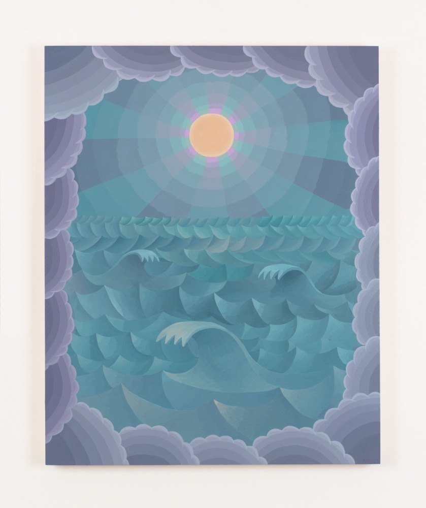 Amy Lincoln, Moon and Waves (Teal, Grey, Lavender), 2021