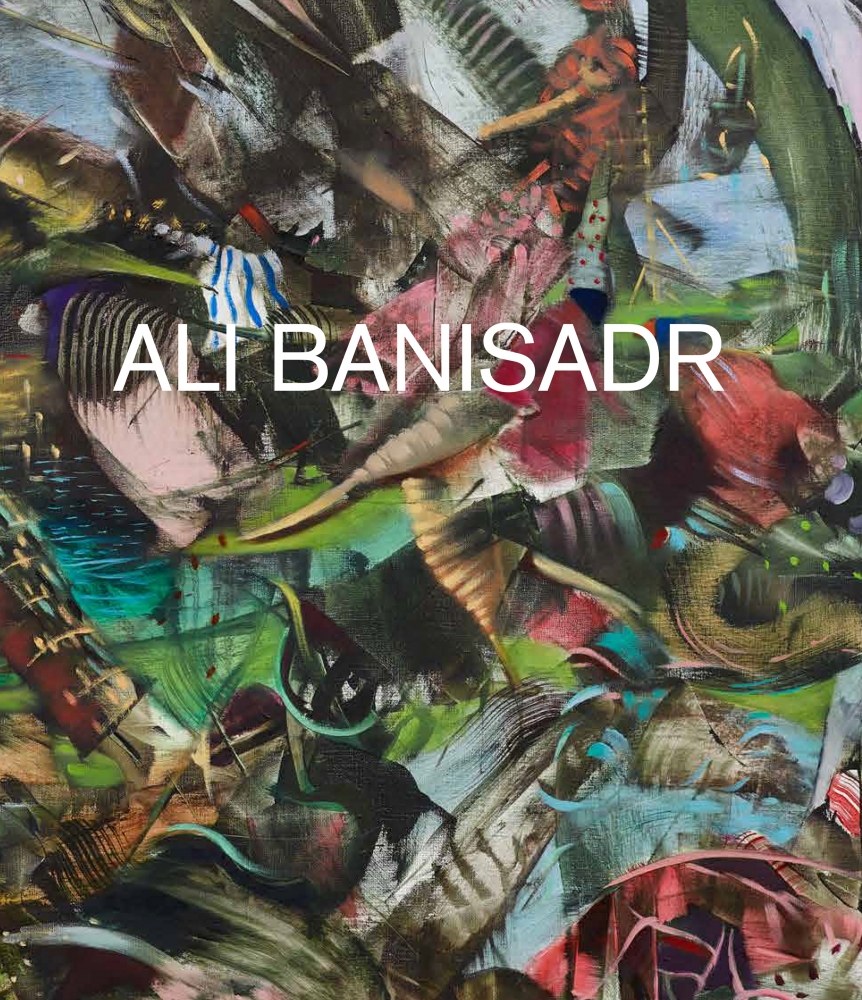 book cover featuring a detail of a colorful and abstract Ali Banisadr painting