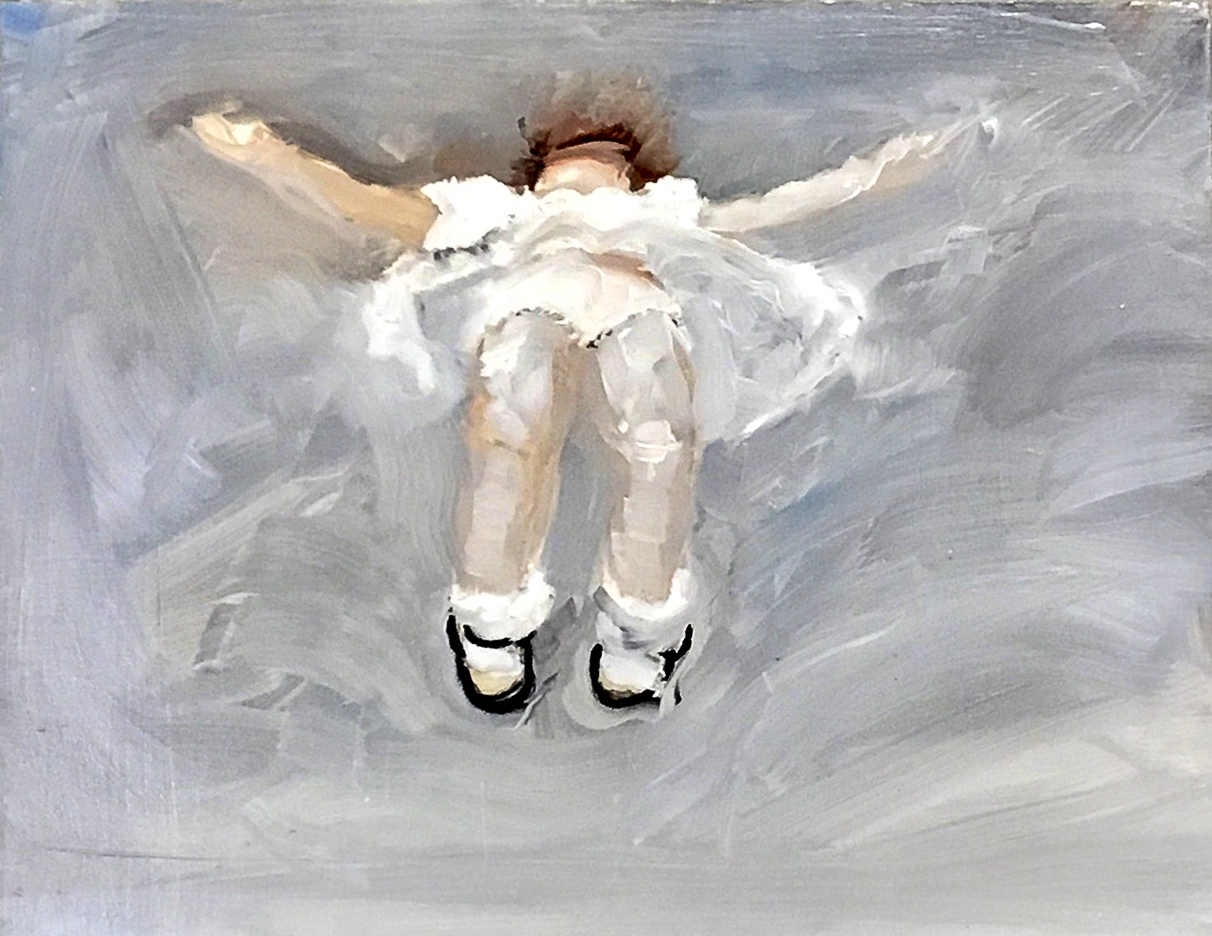 painting of a girl floating