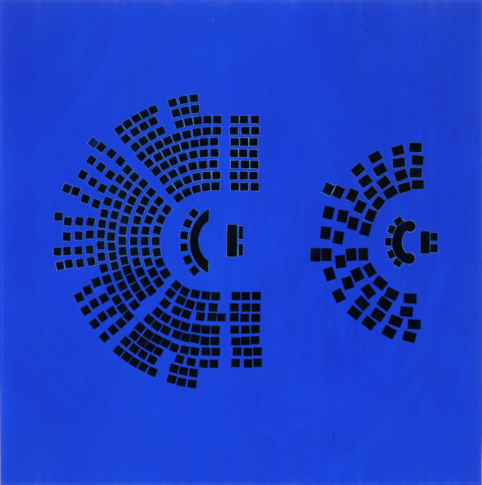 Guillermo Kuitca
Nocturnes (Congressional Seats), 2002
oil and colored pencil on linen
77 3/8 x 77 3/8 inches (196,5 x 196,5 cm)
SW 02425