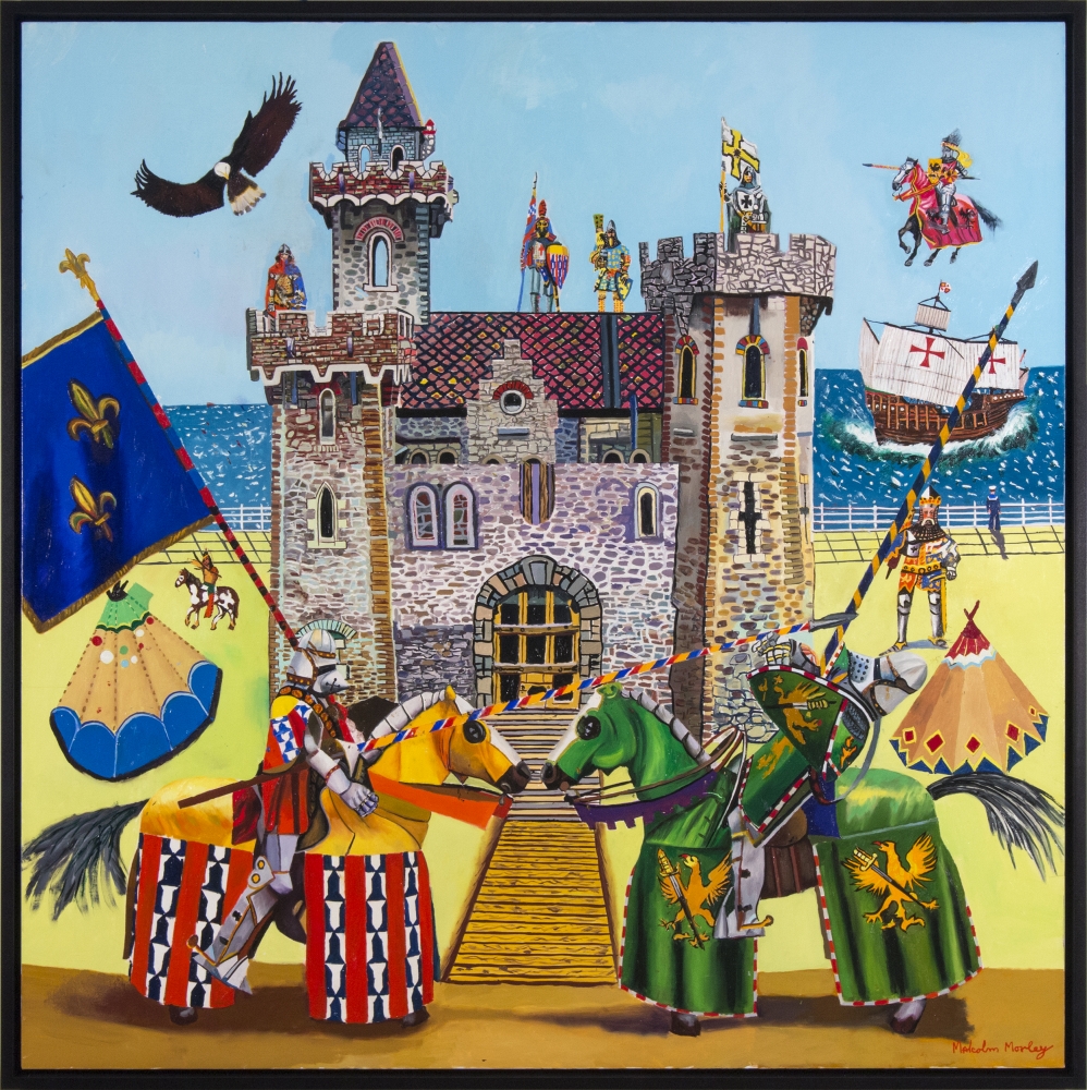 Malcolm Morley
French and English Knights Engaged in Mortal Combat, 2017
oil on linen
50 x 50 inches (127 x 127 cm)
52 x 52 x 2 1/2 inches (132 x 132 x 6 cm) frame
SW 17128