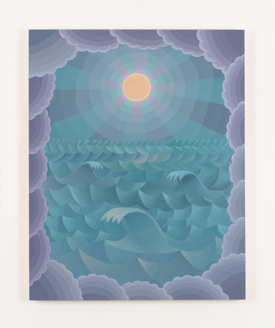 Amy Lincoln, Moon and Waves (Teal, Grey, Lavender), 2021