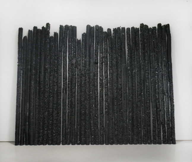 Helmut Lang
Untitled (thirty-four black poles), 2010-2013
resin, pigment and mixed media&amp;nbsp;
123 x 158 1/2 x 4 inches (312,5 x 402,5 x 10 cm)
SW 15028