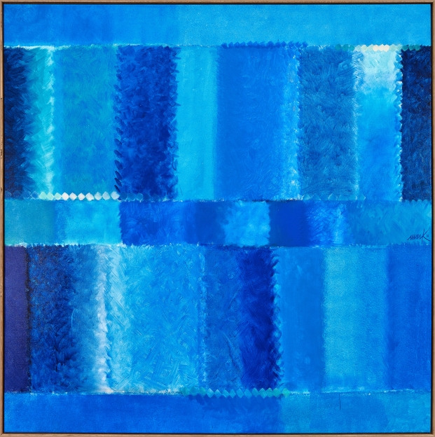 monochromatic, abstract blue painting